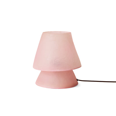 HKLIVING Glassfibre Table Lamp in Pink on white background showing full mushroom silhouette and cord