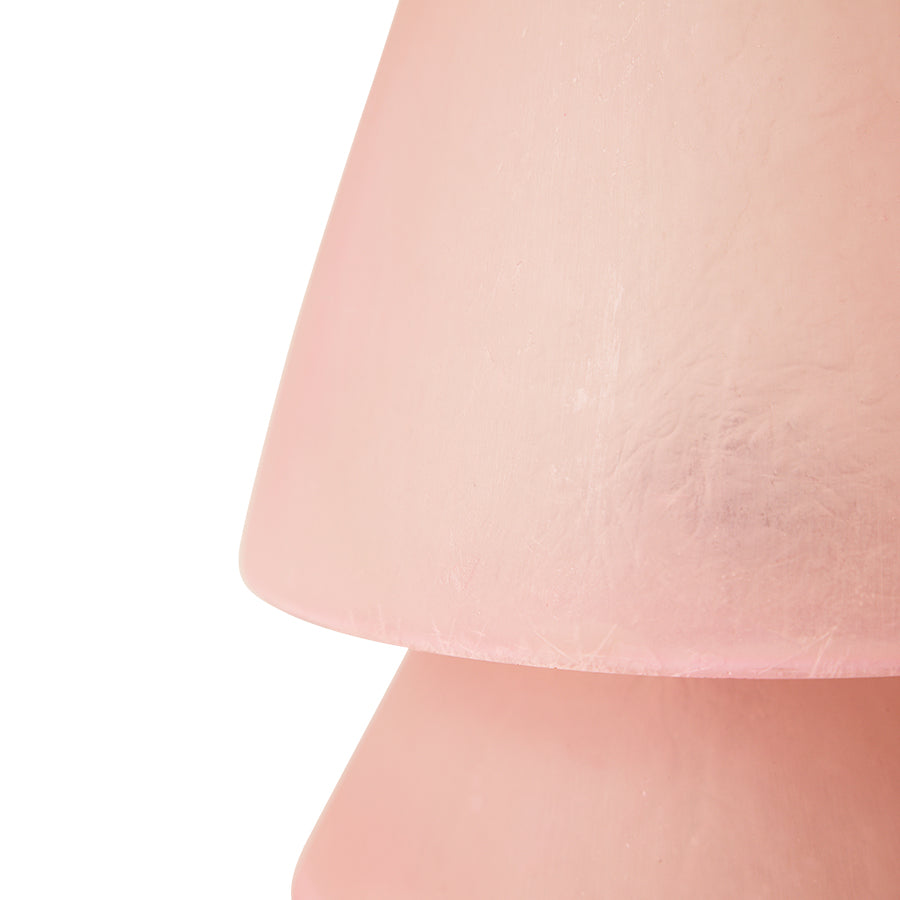 Close-up detail of the HKLIVING Glassfibre Table Lamp in Pink showing textured translucent surface