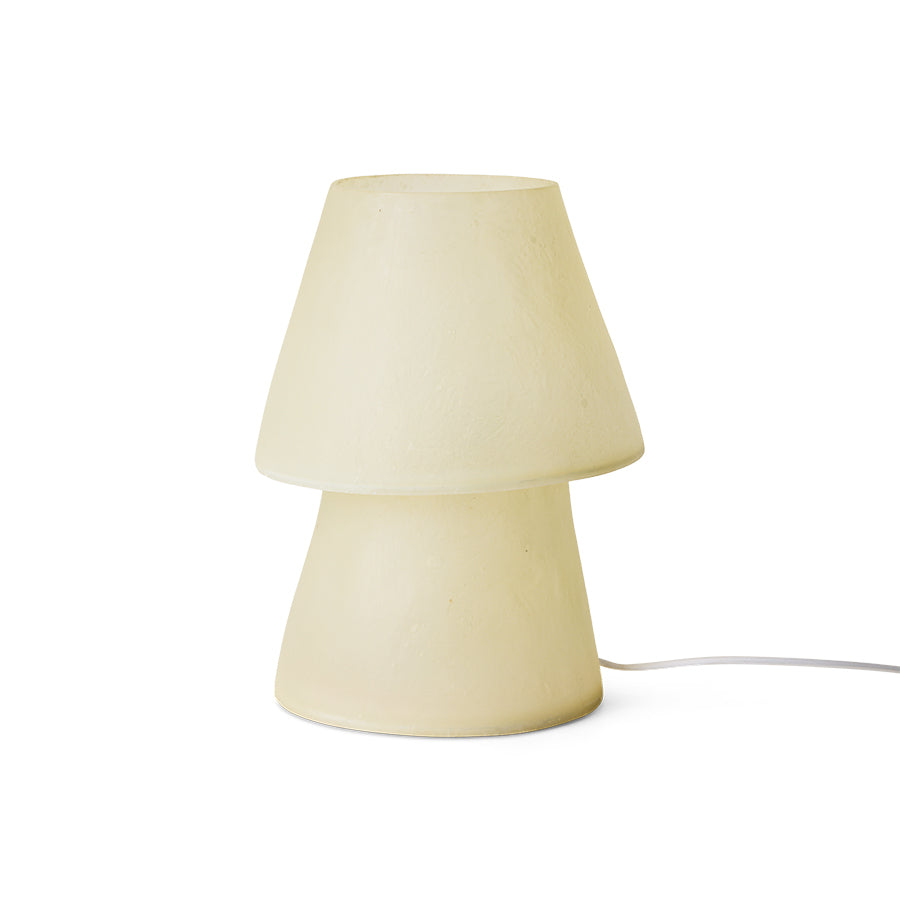 HKLIVING Glassfibre Table Lamp in Off White on white background showing full mushroom silhouette and cord
