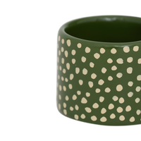 Detail of the hand-painted dots on the Lucan tealight holder
