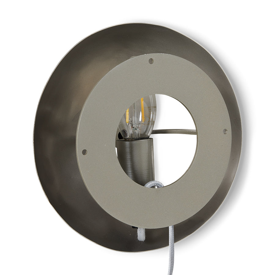 Rear view of HKLIVING polished chrome orb wall lamp showing fitting and bulb on white background