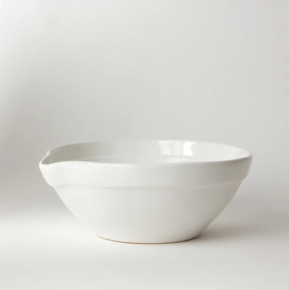 Majken large white stoneware mixing bowl with pouring spout by Olsson & Jensen