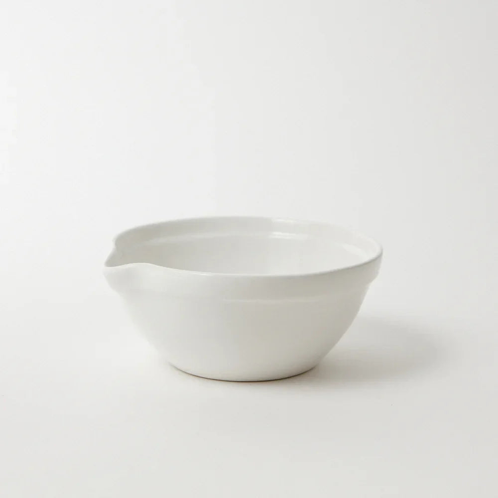 Majken small white stoneware mixing bowl with pouring spout by Olsson & Jensen