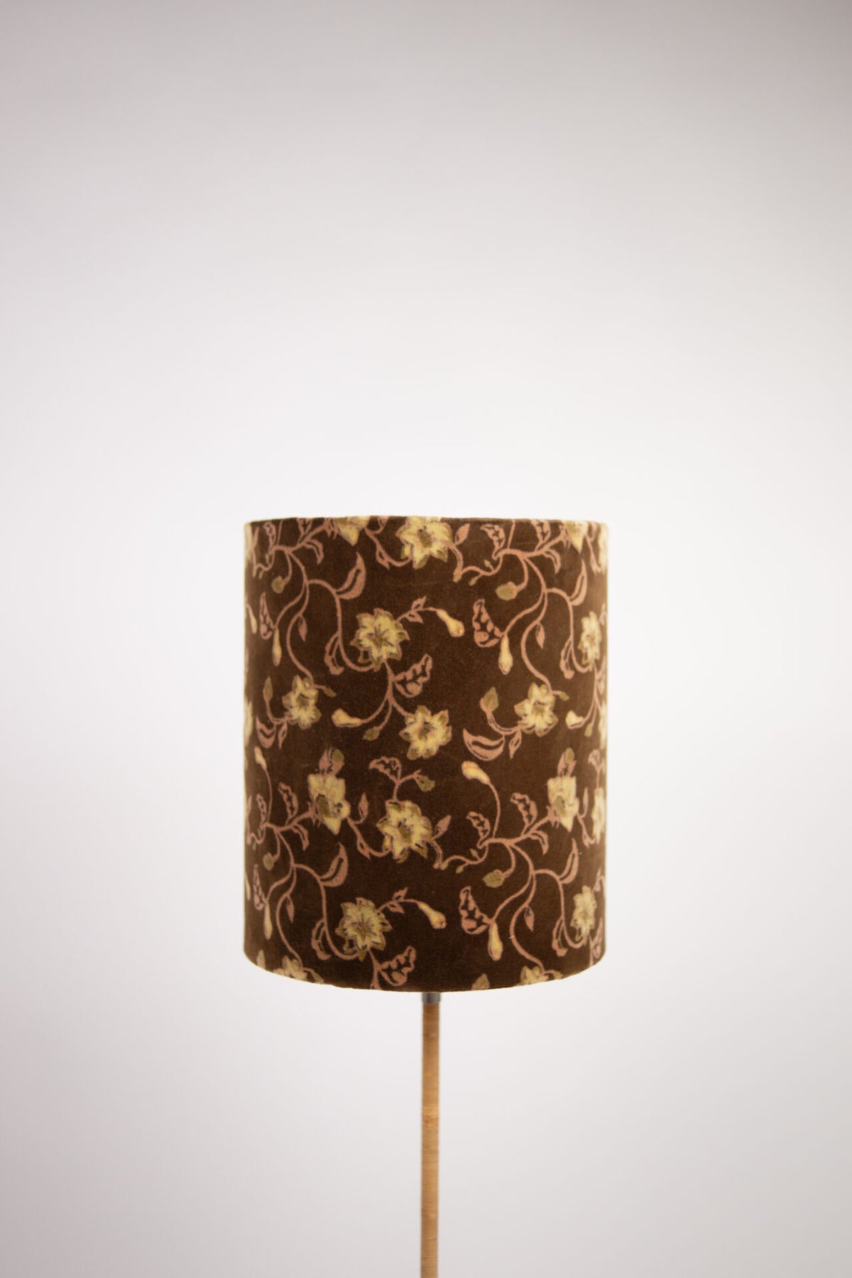 Maribel brown floral velvet cylinder lamp shade by Olsson & Jensen, 25 cm