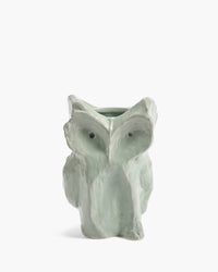 Marni x Serax small owl vase in pale light blue-green stoneware from the After Midnight collection