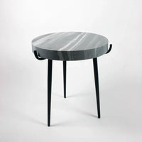 Side view of the Marwin grey marble side table by Olsson & Jensen
