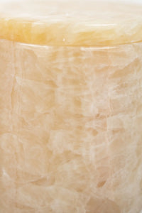 Close-up of the beige marble on the Mauro candle by Olsson & Jensen