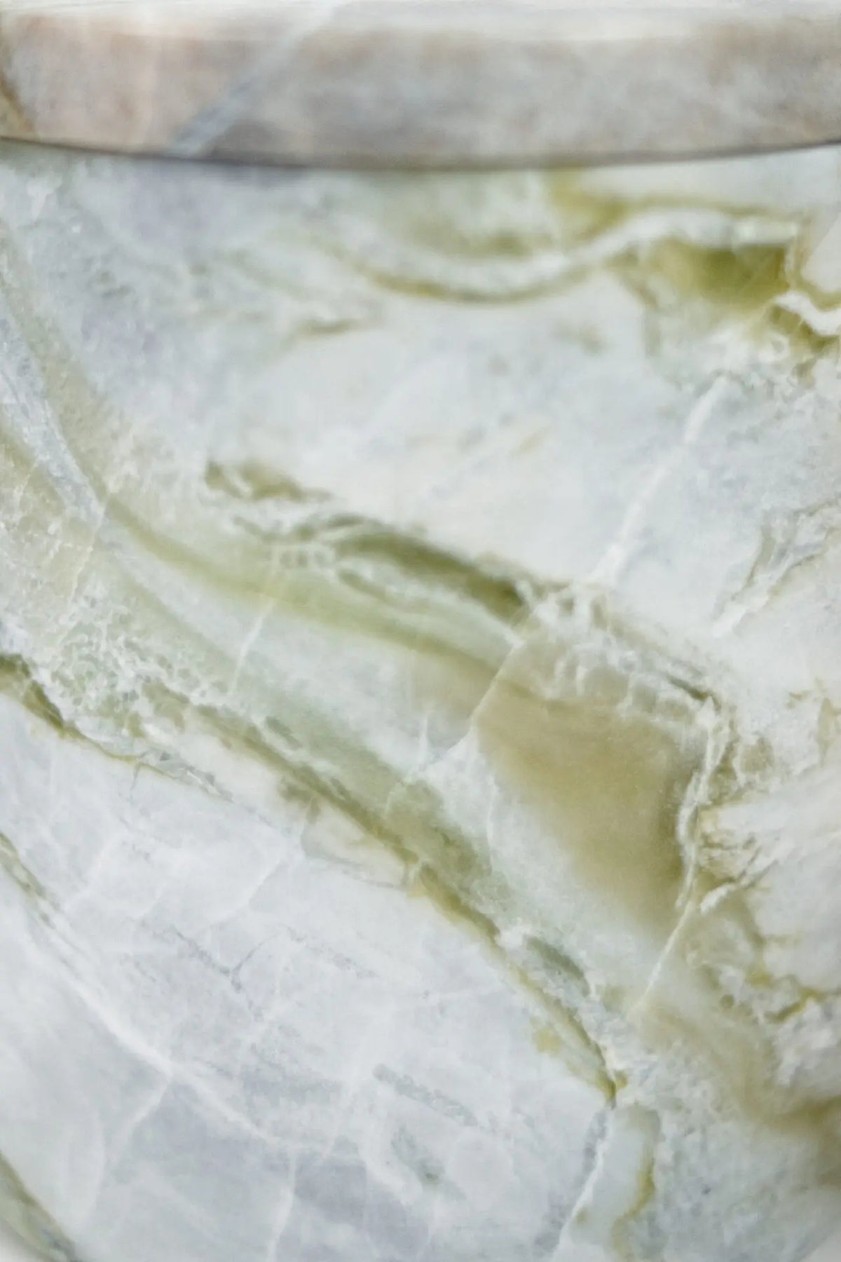 Close-up of the green marble veining on the Mauro candle by Olsson & Jensen