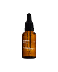 Meraki Amber Dust essential oil in a 30ml amber glass dropper bottle