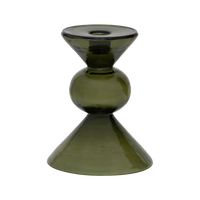 Mesi stacked recycled glass candlestick in bottle green by Urban Nature Culture