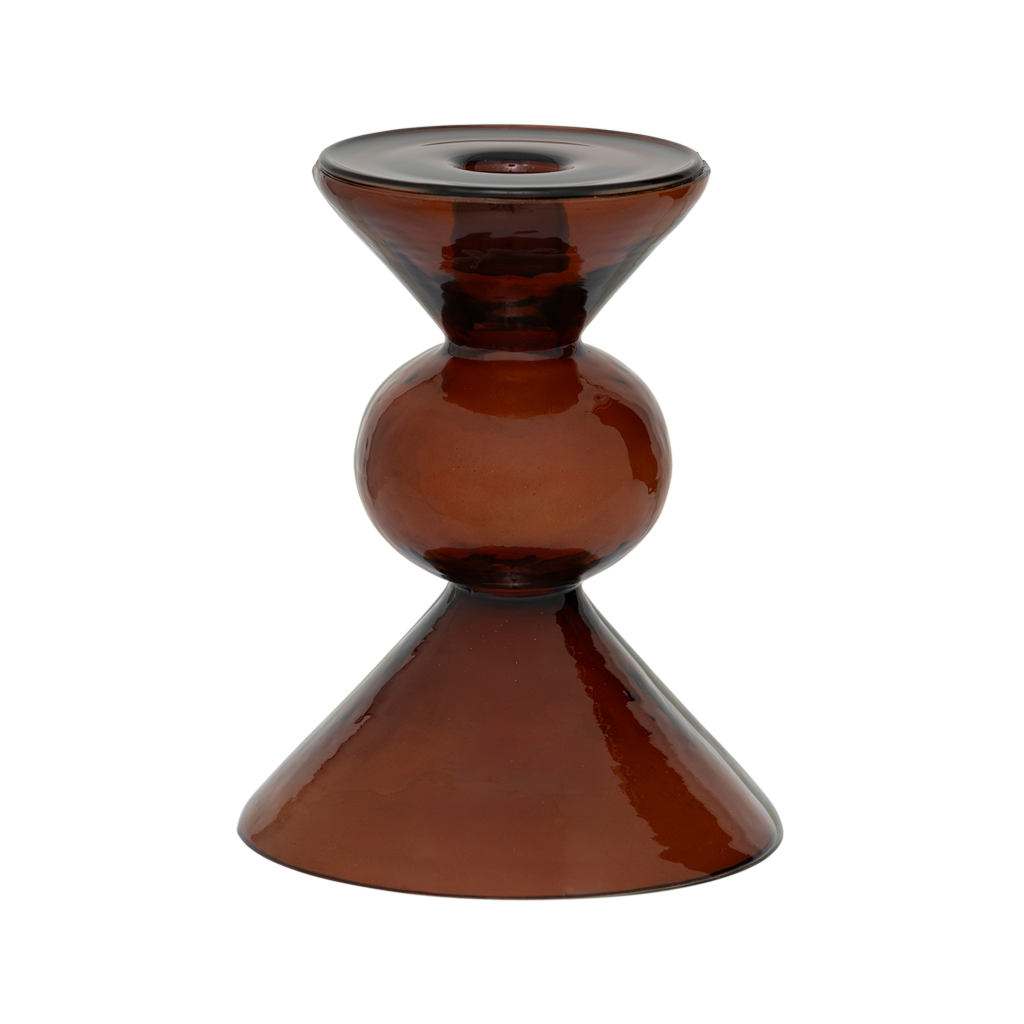 Mesi stacked recycled glass candlestick in brick by Urban Nature Culture