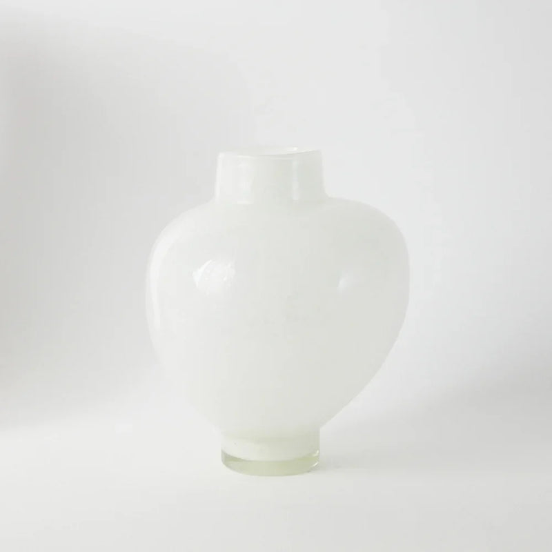 Mila large white glass vase with an irregular shape by Olsson & Jensen
