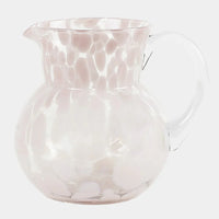 Milano pink hand-blown glass jug with a dappled pattern by Olsson & Jensen