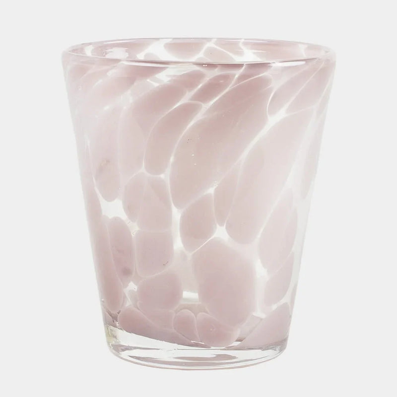 Milano pink hand-blown glass tumbler with a dappled pattern by Olsson & Jensen