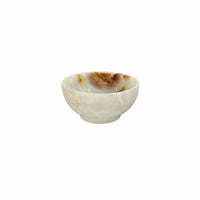 Miniature onyx marble bowl with cream and amber veining