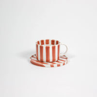 Monica rust striped stoneware cup and saucer by Olsson & Jensen
