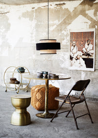 petrol green stoneware bowls styled in a modern rustic dining setting
