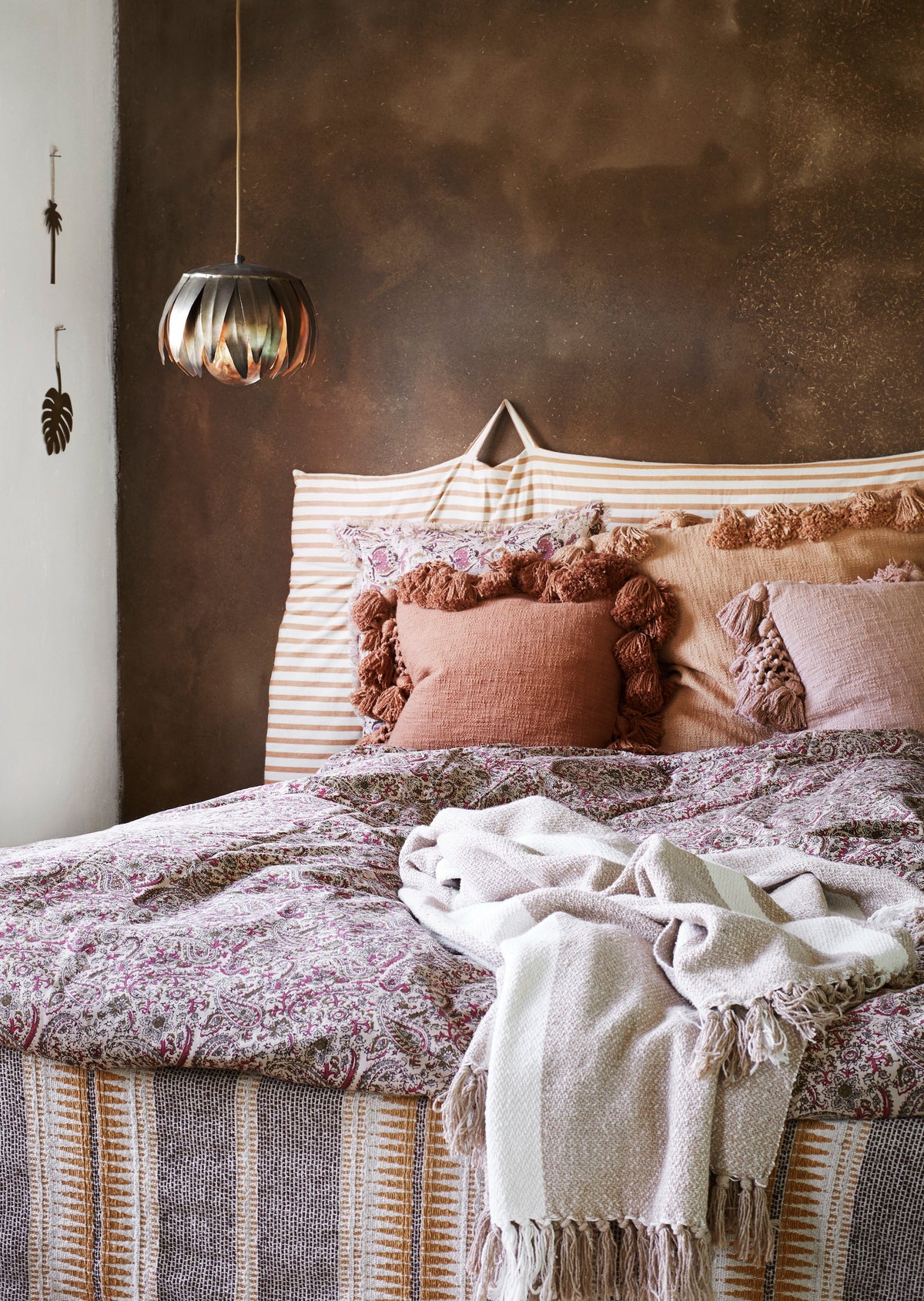 Recycled Cotton Throw – Ecru, Brown & Honey