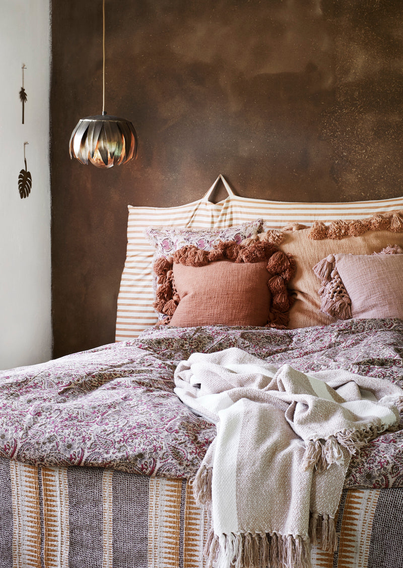 Recycled Cotton Throw – Ecru, Brown & Honey