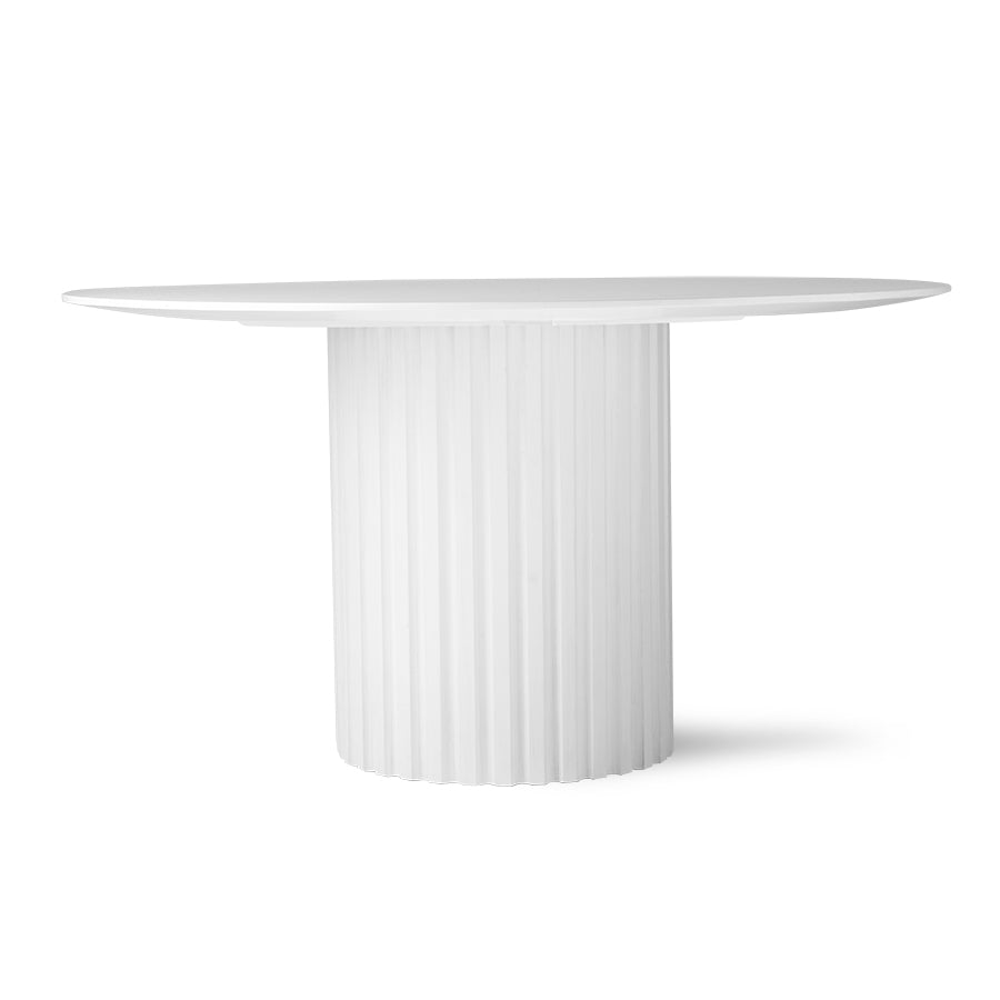 White Round, Pillar Dining Table, Sungkai Wood by hkliving, 140cm diameter, Handmade