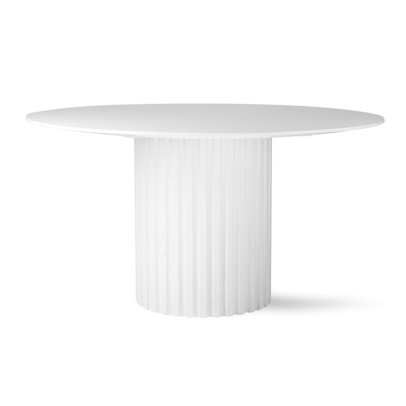 White Round, Pillar Dining Table, Sungkai Wood by hkliving, 140cm diameter, Handmade