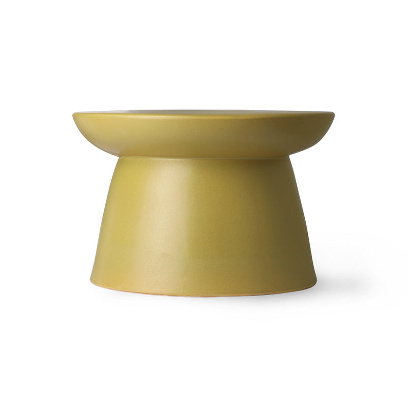 HKLIVING earthenware side table XL in green, front view on a white background