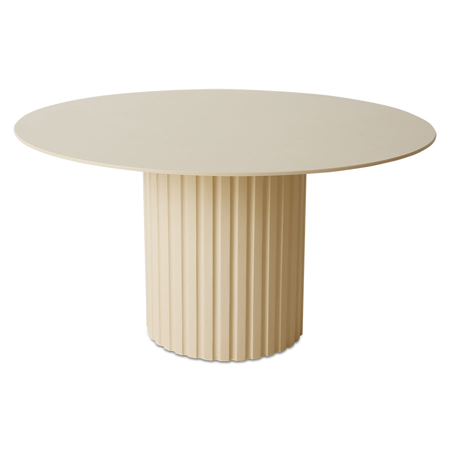 Round Cream Wooden Pillar Dining Table by hkliving, 140cm diameter, Handmade