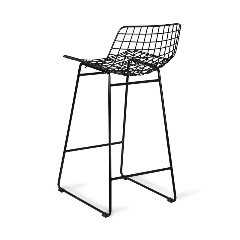 Metal Wire Bar Stool Available in Silver, Brass, and Black