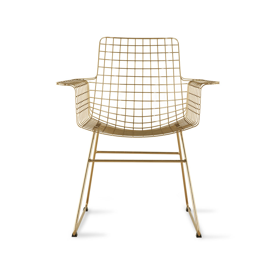 Metal Wire Chair with Arms by hkliving Available in Silver, Brass, and Black