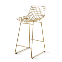 Metal Wire Bar Stool Available in Silver, Brass, and Black