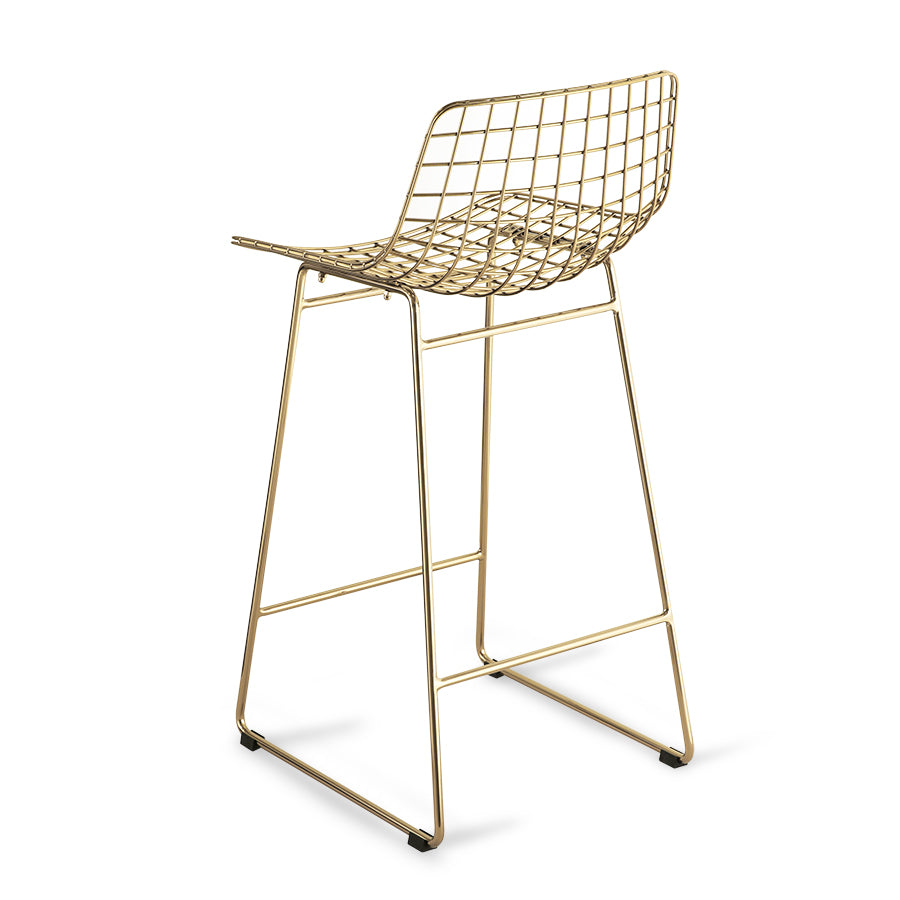 Metal Wire Bar Stool Available in Silver, Brass, and Black