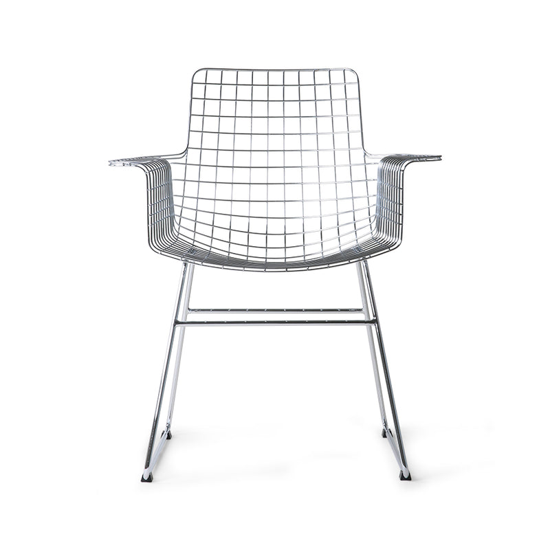 Metal Wire Chair with Arms by hkliving Available in Silver, Brass, and Black