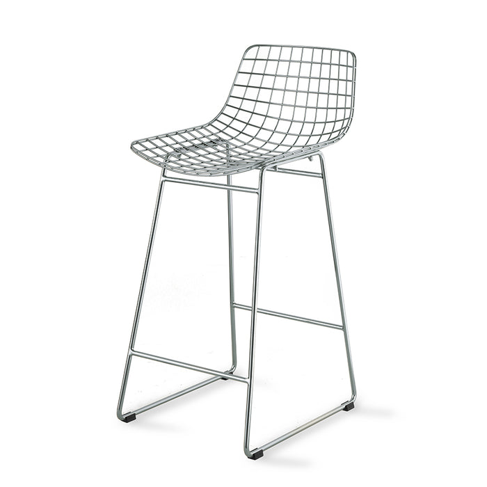 Metal Wire Bar Stool Available in Silver, Brass, and Black