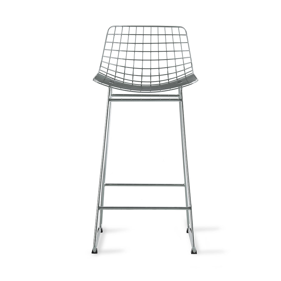 Metal Wire Bar Stool Available in Silver, Brass, and Black