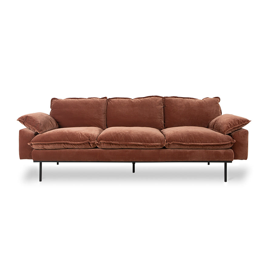 Retro Sofa, Deep Terracotta Rust Velvet, 4-Seater, 3-Seater, Royal Velvet magnolia by hkliving