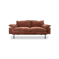 2-Seater Retro Sofa, Deep Terracotta Rust Velvet, Royal Velvet magnolia by hkliving