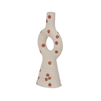 Nao candle holder from the side, showing its hand-applied dots