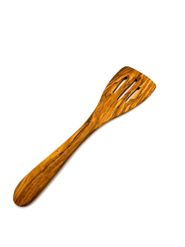 Handmade olive wood slotted spatula 30cm for cooking