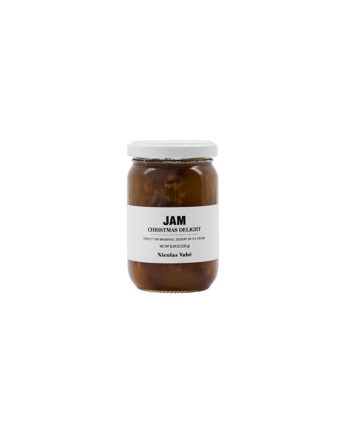 Jar of Nicolas Vahé Christmas Delight jam with apples, pears and nuts, 235g