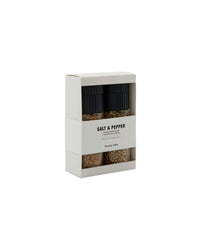 Nicolas Vahé golden salt and pepper gift box with two grinders in a white windowed box
