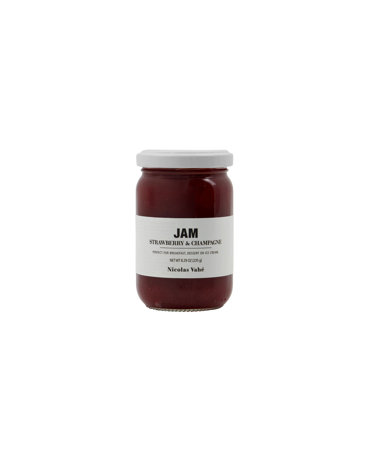 Jar of Nicolas Vahé strawberry and champagne jam, 235g