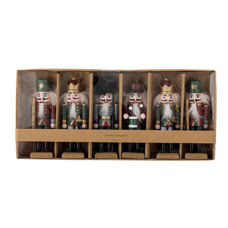 Boxed set of six wooden nutcracker ornaments by Bloomingville
