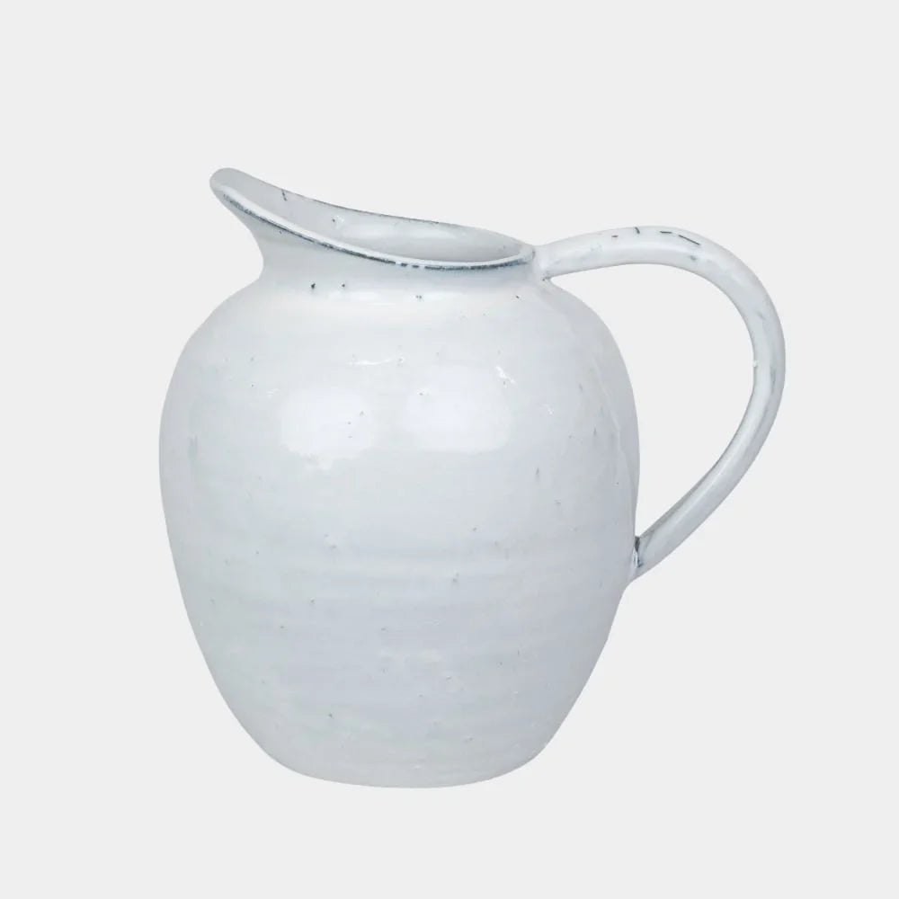 Noelle white glazed terracotta jug, 26 cm, by Olsson & Jensen