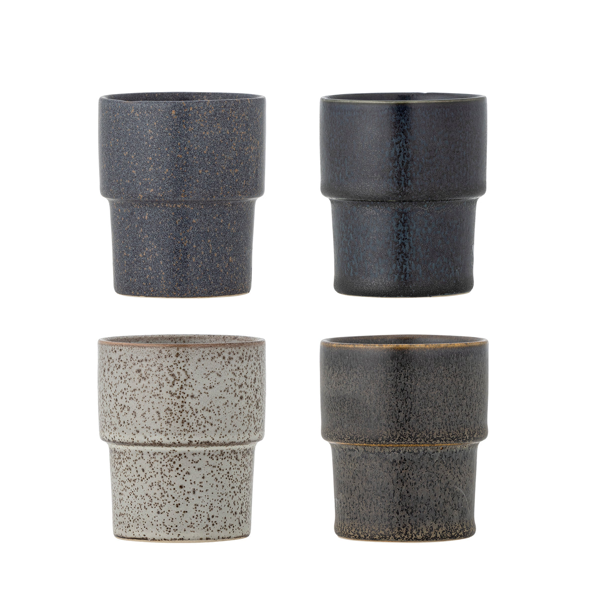 Close-up of four Bloomingville Ewan cups in natural brown