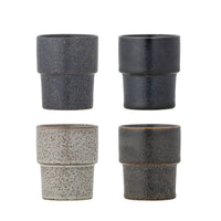 Close-up of four Bloomingville Ewan cups in natural brown