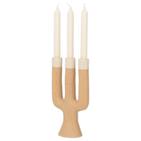 Nox three-arm candle holder holding dinner candles, front view