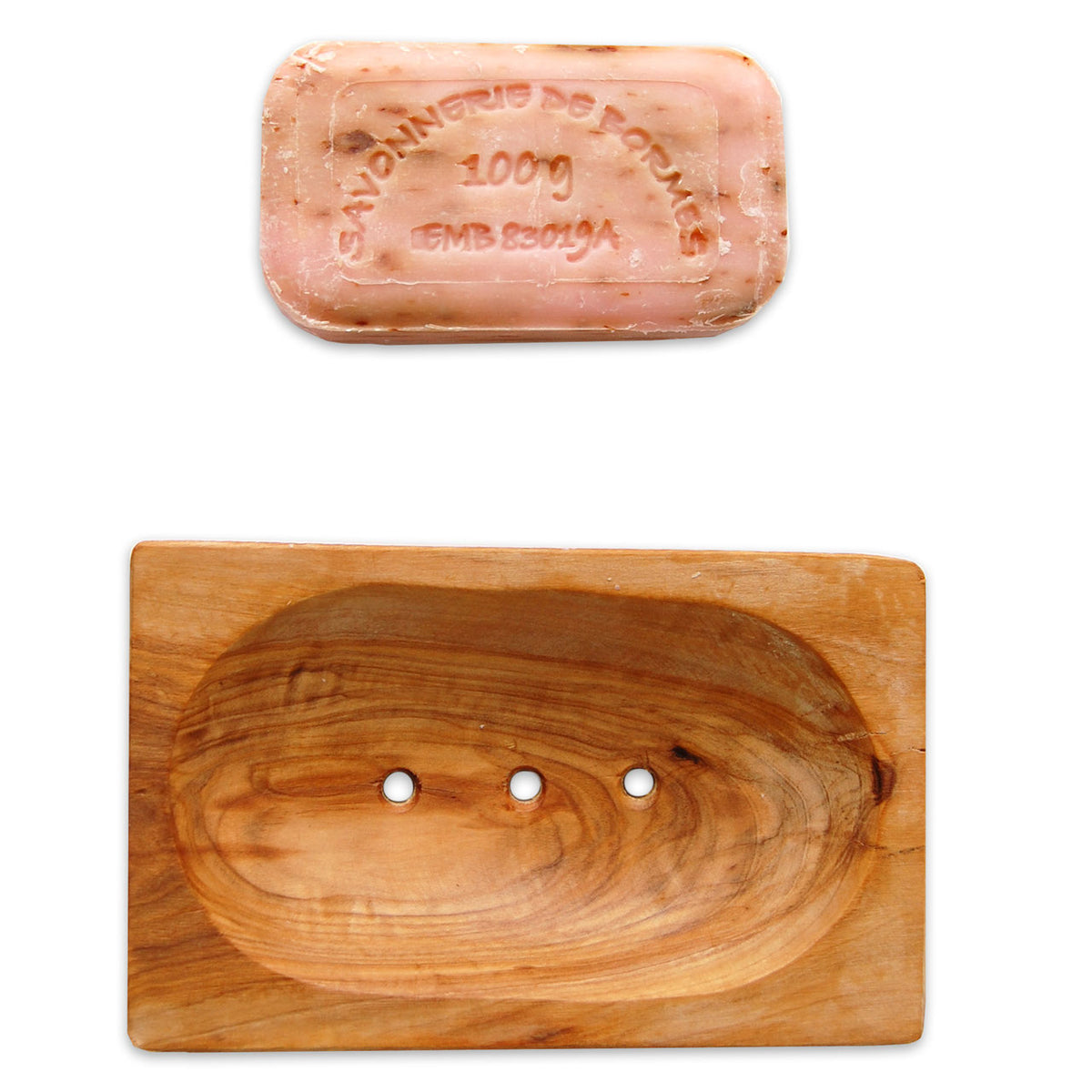 Durable 11cm square soap dish made from natural olive wood
