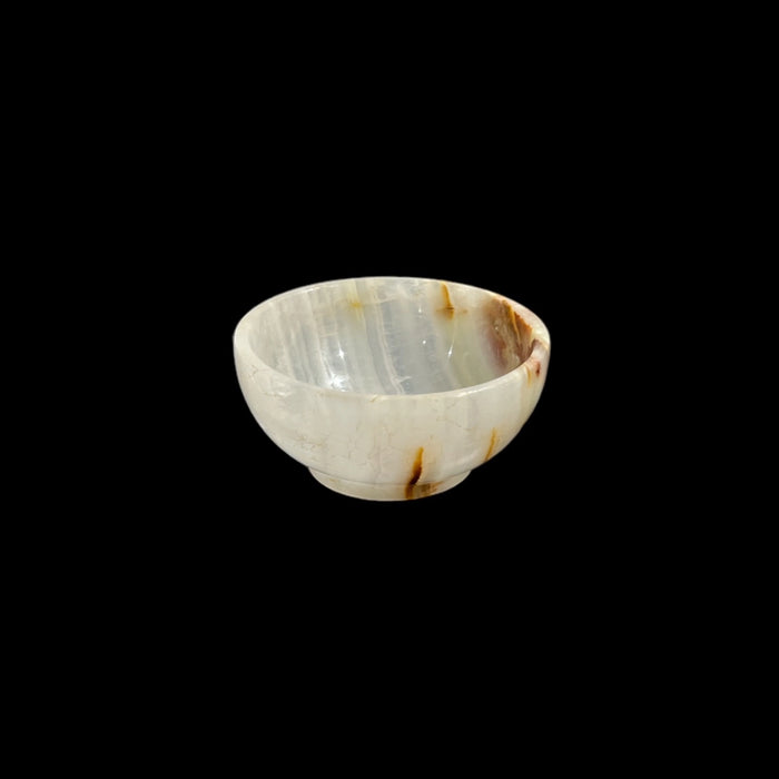 Hand-carved onyx marble bowl 7.5cm with natural veining