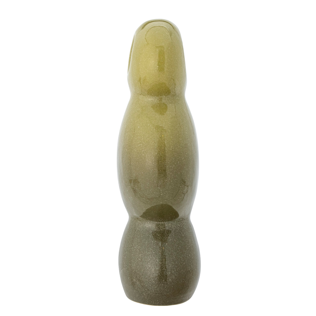 Organic-shaped green ceramic ornament with glossy finish