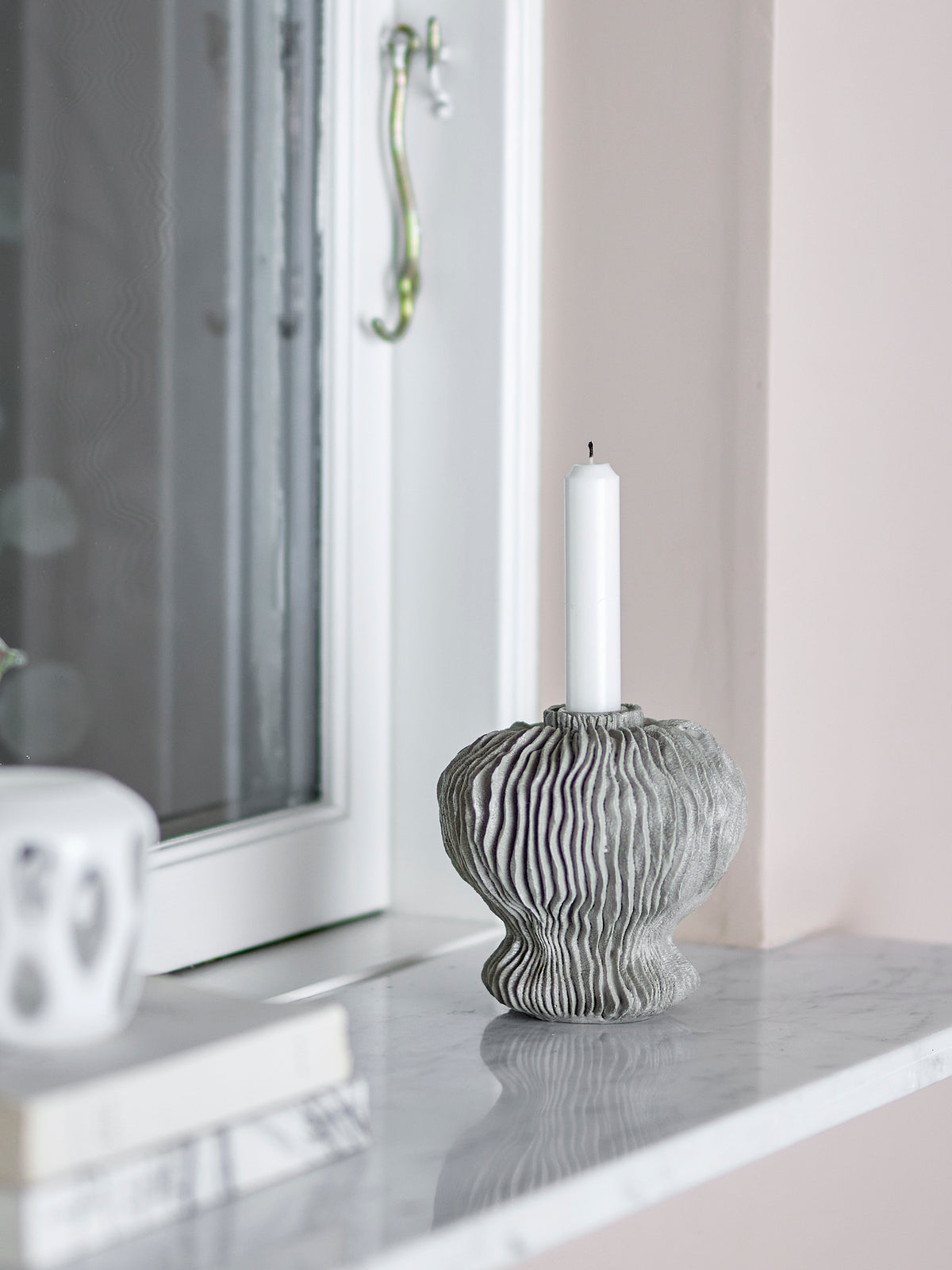 Bloomingville Briar candle holder styled on marble windowsill